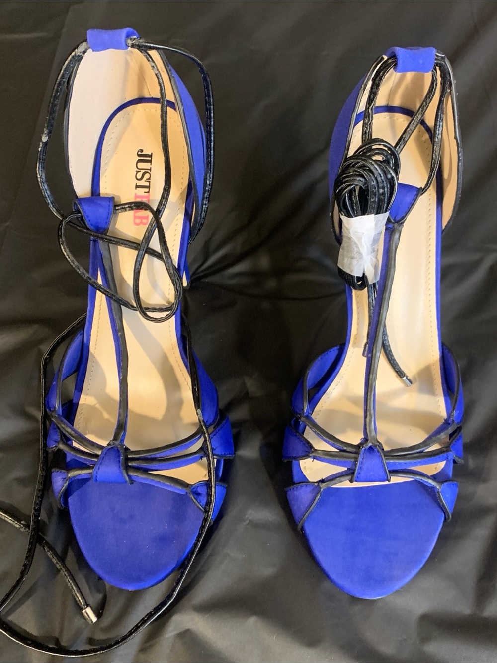 JustFab Cobalt Blue Lace-Up Strappy Heeled Sandals